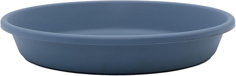 The Flower Pot Saucers - Plastic Plant Saucer for Outdoors & Indoors - Traditional Design Plant Pot Trays for Water Drainage - Durable & Stylish Round Plant Tray (12-inch Slate Blue)