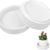 2pcs Brazilian Wood Pallet White Ceramic Saucer Brazilian Wood Potted Plants Ceramic Tray Holder Plant Pot Base Office Desktop Decoration