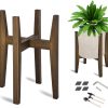 Adjustable Plant Stand, Bamboo Mid Century Modern Indoor Plants Stands, Corner Flower Holder for Living Room, Fits 8 to 12 Inches Pots, (Pot & Plant Not Included)(Walnut, 1 Pack)