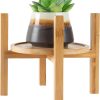 6.5 inch Modern Plant Stand & 5.5" Bamboo Saucer, Mid-Century Planter Holder, Plant Saucer, Round Bamboo Tray for Flower Pot, Planter Pot Tray, Prevent The Floor Wet, Not Include Planter Pot - Image 2