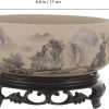Water Lily Bowl Planter Narcissus Pot Ceramics Hydroponic Planter Pot with Base Stand Fountain Bowl for Base Stand Fountain Bowl Fish Pond Bird Bath Bonsai Planter Aquatic - Image 2