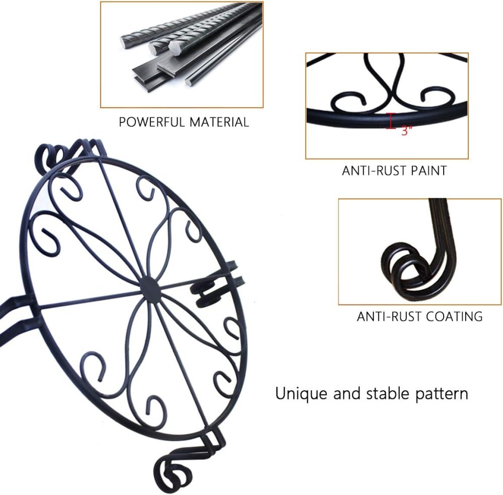 Black Plant Stand for Flower Pot Heavy Duty Potted Holder Indoor Outdoor Metal Rustproof Iron Garden Container Round Supports Rack for Planter Bronze, Pumpkin Stand Outdoor - Image 2