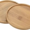 Plant Pot Saucer, 2 Pack 5 Inch OD Bamboo Round Flower Drip Tray for Indoors