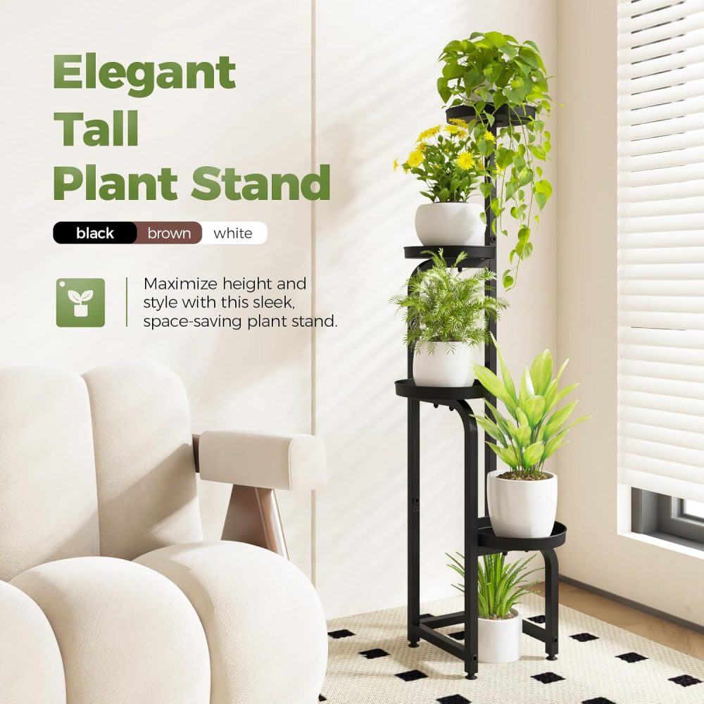 Tall Plant Stand Indoor Outdoor, Corner Metal Flower Pot Stands for Multiple Plants, 4 Tier Heavy Duty Plant Shelf for Patio Garden Balcony Living Room Bedroom(Patent Design) - Image 2