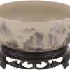 Water Lily Bowl Planter Narcissus Pot Ceramics Hydroponic Planter Pot with Base Stand Fountain Bowl for Base Stand Fountain Bowl Fish Pond Bird Bath Bonsai Planter Aquatic