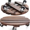 2pack 12" Plant Caddy Plant Stand with Wheels Rolling Plant Stand Heavy Duty Wooden Round Plant Dolly Rollers with Metal Lockable Casters Indoor Outdoor Pot Plant Roller Base Caddies,Patio,Flower Pot