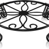 Black Plant Stand for Flower Pot Heavy Duty Potted Holder Indoor Outdoor Metal Rustproof Iron Garden Container Round Supports Rack for Planter Bronze, Pumpkin Stand Outdoor