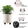 5 Packs Large Plant Caddy with Wheels 13" Rolling Wheeled Plant Stands Heavy-duty Plastic Flower Pot Roller Base Movers Indoor Outdoor Planter Dolly with Casters Trolley, White - Image 2