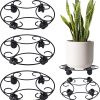 3 Packs 12.8" Metal Plant Caddy with Wheels Large Rolling Plant Stands Heavy-duty Wrought Iron Plant Roller Base Pot Movers Plant Saucer on Wheels Indoor Outdoor Plant Dolly Coasters Planter Tray