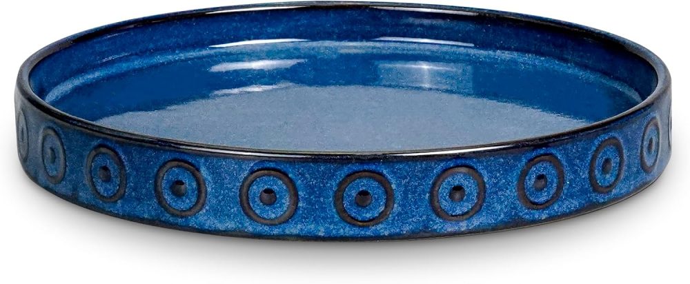 Plant Water Catcher Tray - Ceramic Plant Saucer for Outdoors 8 Inch Plant Pot Saucer Plant Drip Tray for Potted Plants Drainage Decorative Round Flower Pot Saucer Blue