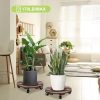 2pack 12" Plant Caddy Plant Stand with Wheels Rolling Plant Stand Heavy Duty Wooden Round Plant Dolly Rollers with Metal Lockable Casters Indoor Outdoor Pot Plant Roller Base Caddies,Patio,Flower Pot - Image 2