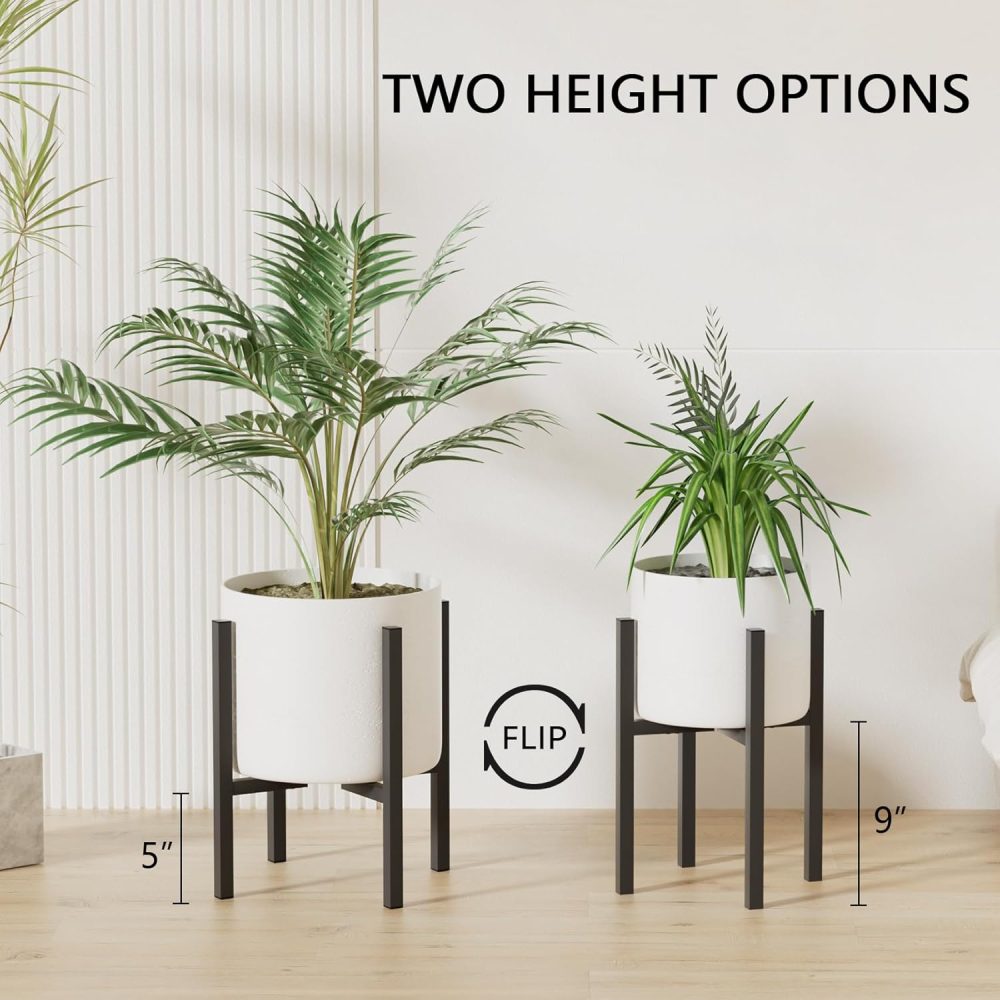 Adjustable Metal Plant Stand Indoor Outdoor - Fits 8 to 12 Inches Pots - Mid Century Modern Planter Stand Single Floor Flower Pot Holder Home Decor for Gardening Gifts - Image 2