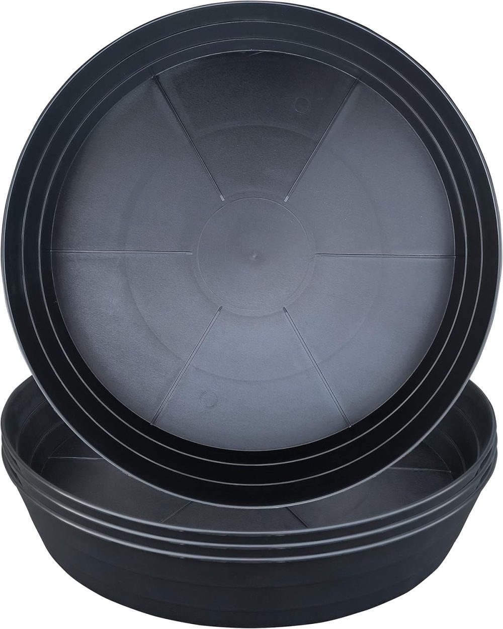 Plant Saucer 10 12 14 16 18 20 25 Inch Extra-Deep Plant Trays for Flower Pot, Heavy Drainage Tray for Indoors No Holes, 4 Pack of Plastic Plant saucers Water Catcher for Pots Base (10 Inch, Black)