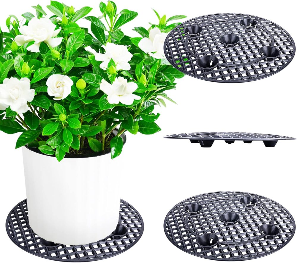 4Pack Plant Level Pot Elevator, Plant Stands, 11.6inch Plant Pot Saucer for Prevent Rot and Damage on Patio & Deck (20cm-4pcs, Black)
