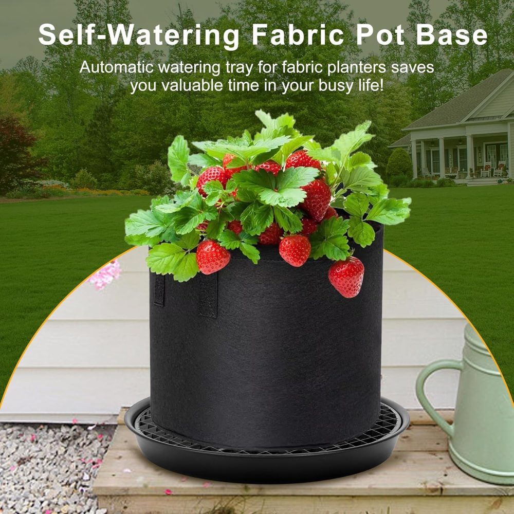 4-Pack Self-Watering Fabric Pot Base, Auto-Irrigation Water Delivery System for Plant Growth Bags, Automatic Watering Plant Saucer for Fabric Planters, 2 Year Warranty - Image 2