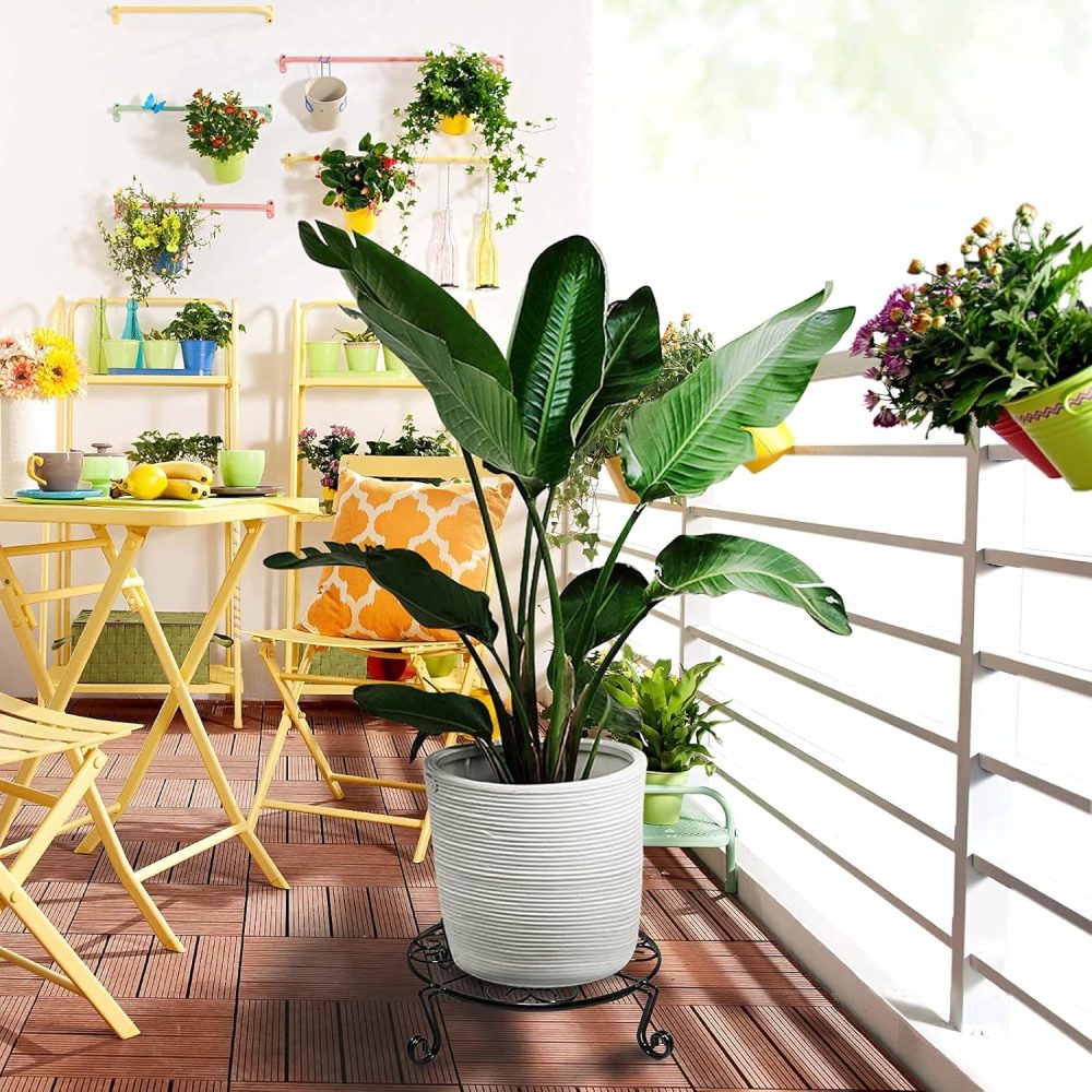 2 pack 10"-12" Rustproof Black Metal Plant Stands Heavy Duty Plants Holder Outdoor Indoor, Round Wrought Iron Flower Planter Pot Stand, Corner Gardening Pumpkin Stand - 10Inches - Image 2