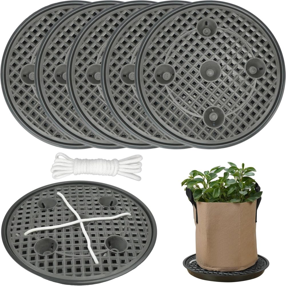 6 Pack 12 inch Self Watering Base for Fabric Grow Bag, Self-watering Plastic Elevated Plant Saucer Stand, Automatic Watering Tray for Non-woven Planter Flower Pot Growth Tent Greenhouse Indoor Outdoor